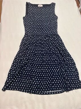 LOFT Navy Dress with White Dot Print
